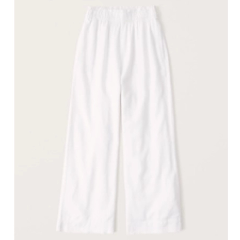 Abercrombie & Fitch Linen-Blend Cropped Wide Leg Pants | Size M